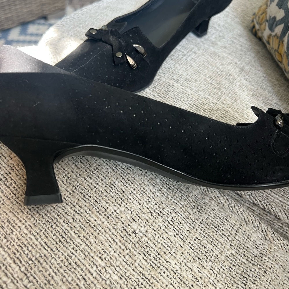 Stuart Weitzman Black Suede Loafers - Picture 2 of 3
